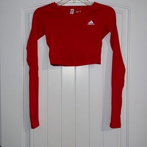 Bright orange/red adidas long sleeve workout crop top